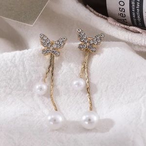 Butterfly pearl dangle earrings for women